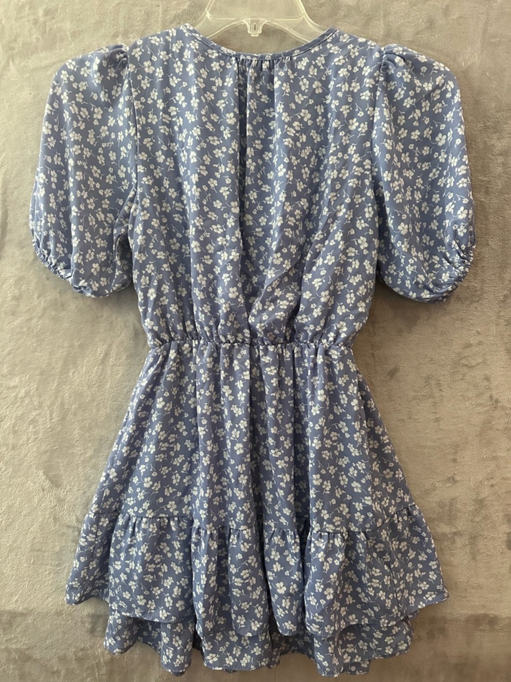 Sienna Sky Blue Floral V-Neck Tie-Waist Mini Dress - Picture 4 of 11